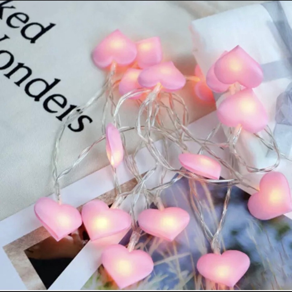 Led heart string Lights cute love home room decor pink blue wall decoration